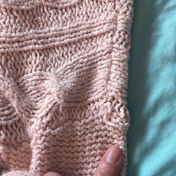 Free people easy cable knit v neck sweater pullover pink tunic small - Picture 13 of 16